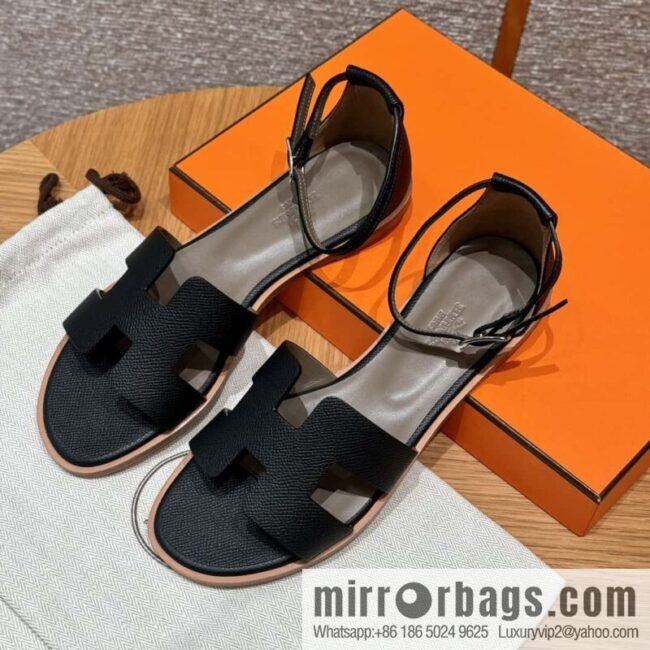 wsxc1715614371599_0-800x8004cu4hqgtaxa90191_20250701235655.jpg Hermès 196 Santorini sandals 50 palm print/Epsom black/CK89/Noir