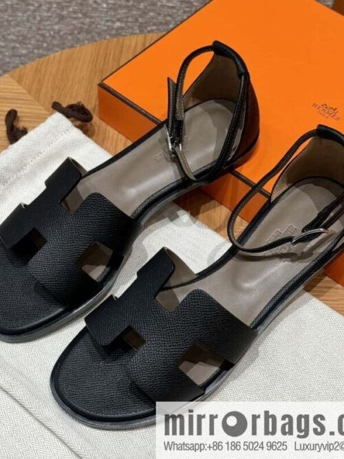 wsxc1715614755305_0-800x800i5iefqaf3na90144_20250701235537.jpg Hermès 196 Santorini sandals 50 palm print/Epsom black/CK89/Noir