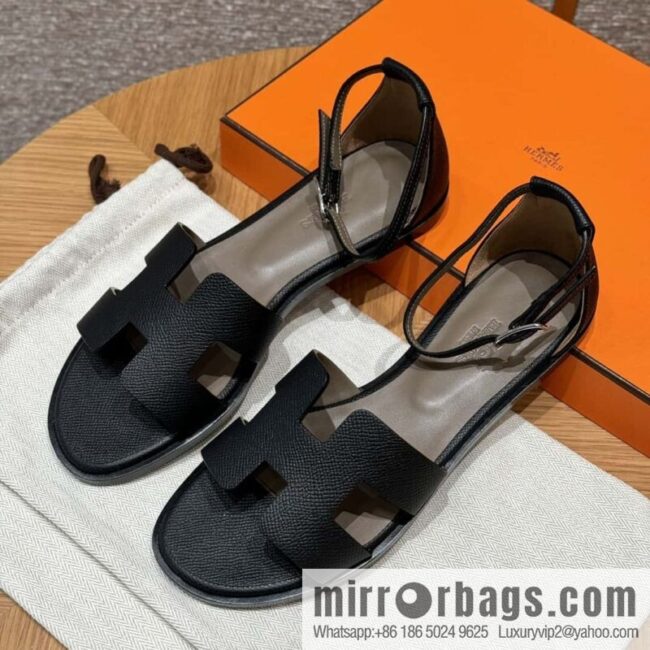 wsxc1715614755305_0-800x800i5iefqaf3na90144_20250701235537.jpg Hermès 196 Santorini sandals 50 palm print/Epsom black/CK89/Noir