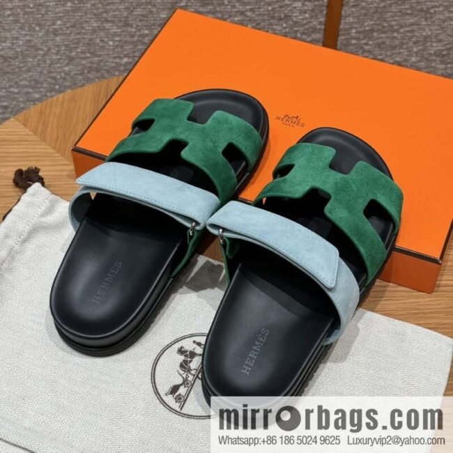 wsxc1715794154221_0-800x800a5ze3zoujyz89891_20250701234817.jpg Hermès 225 CHYPRE SANDAL uncle shoes, green and light blue/Green and light blue