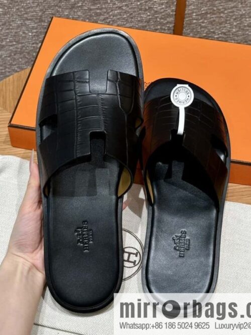 wsxc1715794940454_0-800x800rog4qiwxb2z89695_20250701234257.jpg Hermès 182 Men\'s slippers Black/89/Black alligator/alligator🐊