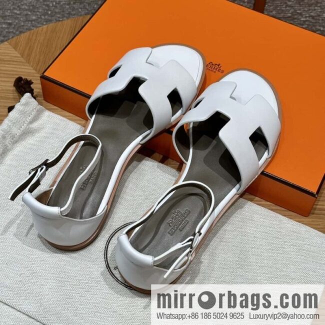 wsxc1715965690492_0-800x800t50rm53r4sj89342_20250701233315.jpg Hermès 196 Santorini Sandals 50 Plain Weave/Swift White/01/Blanc