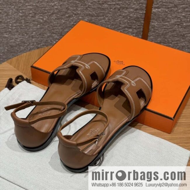 wsxc1716219650340_0-800x800ha2armv5dyi89142_20250701232746.jpg Hermès 196 Santorini sandals 50 plain/Swift gold brown/ck37/gold