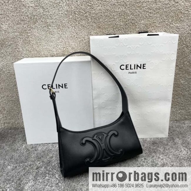 CELINE\'s new armpit bag series TRIOMPHE handbag 198153 black