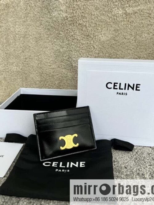 wsxc1716997245379_0-800x800bcf2les2jz0198799_20250709040312.jpg CELINE TRIOMPHE glossy cow leather (fabric) card holder 10L833 black