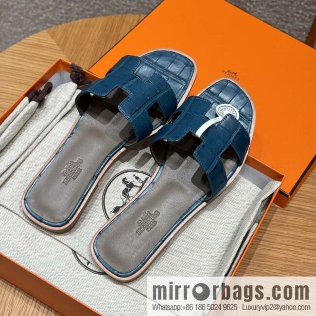 wsxc1717001899387_0-800x800h3pq4rfe5pw80298_20250701184854.jpg Hermès 181 Oran Sandals, Greek Blue/7Q/Mykonos Crocodile/alligator🐊