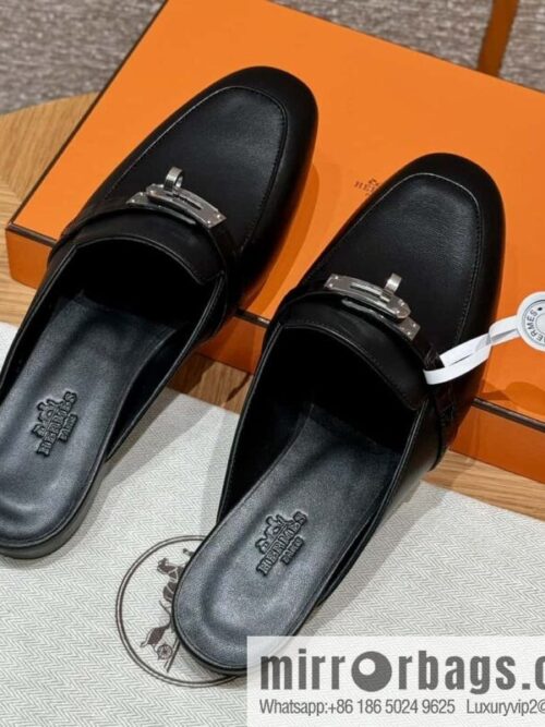 wsxc1717002250622_0-800x800m2lhuy01ohf80239_20250701184715.jpg Hermès 188 OZ mule shoes half drag, black/ck89/noir goatskin/alligator/goatskin/Alligator