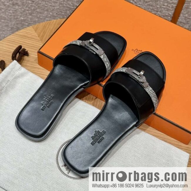 wsxc1717002948669_0-800x800lnvyibesr5d80116_20250701184348.jpg Hermès 183Kelly tow sandals /Giulia black/CK89/Noir/Himalaya/Lizard primary color calfskin with Lizard strip/Calfskin/Lizard/🦎