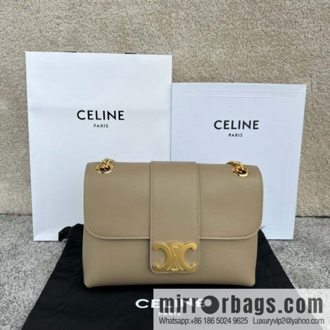 CELINE VICTOIRE medium soft cow leather (fabric) handbag 115853 apricot