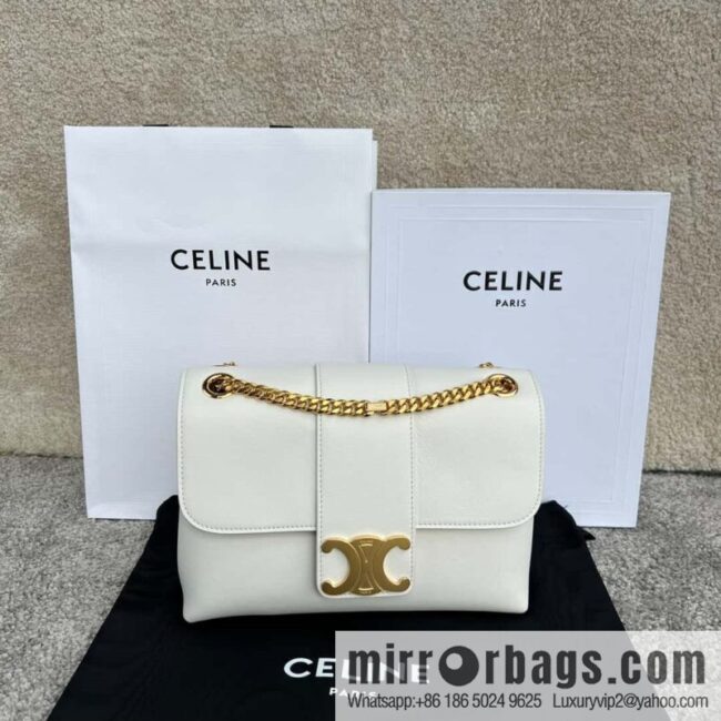 CELINE VICTOIRE medium soft cow leather (fabric) handbag 115853 white