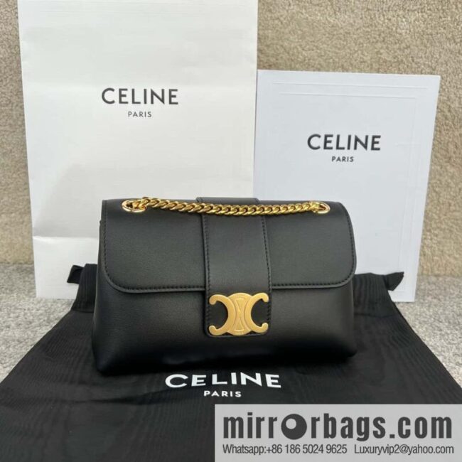 CELINE TEEN VICTOIRE Small soft cow leather (fabric) handbag 116593 black