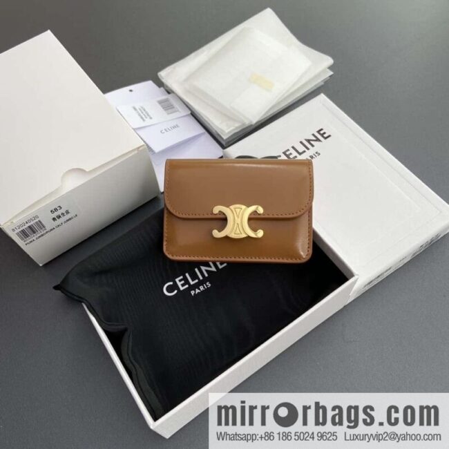 wsxc1718372944095_0-800x800ljtcmd5prie195300_20250709021934.jpg Celine TRIOMPHE shiny beef leather (fabric) flip card holder 10I 582 CPJ.04LU