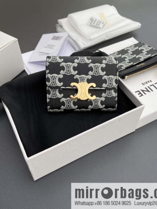 wsxc1718375197426_0-800x800vwrwnyx5zgc195223_20250709021703.jpg Celine TRIOMPHE logo printed short wallet 10l652DS3.04LU653