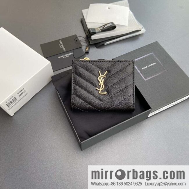 wsxc1718375814500_0-800x800d0kguy133yb195201_20250709021622.jpg SAINT LAURENT YSL MATELASSE grained embossed leather (fabric) zipper double fold wallet 575879