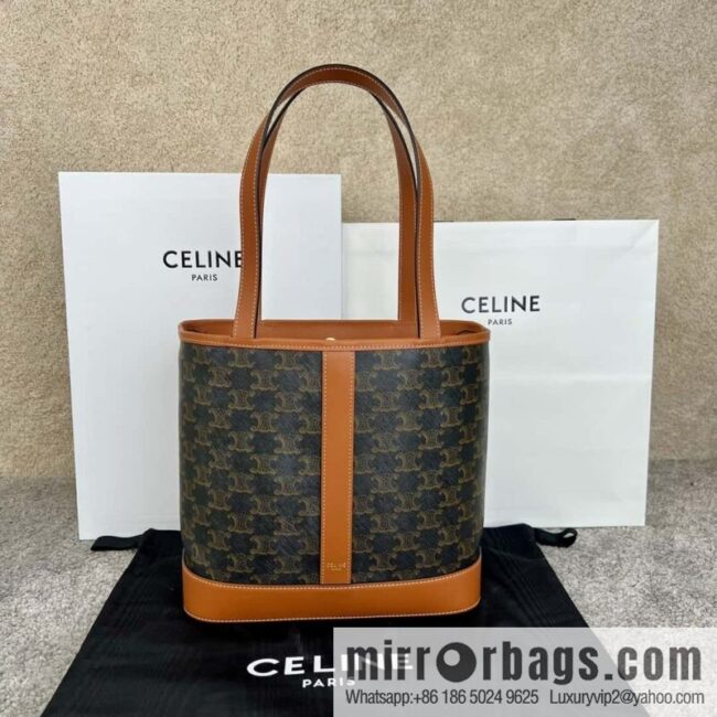 CELINE CABAS small logo printed cow leather (fabric) handbag 115082