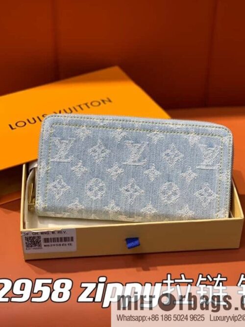 [Premium‑quality] M82958 light blue denim, single zipper wallet series zippy zipper wallet (denim)