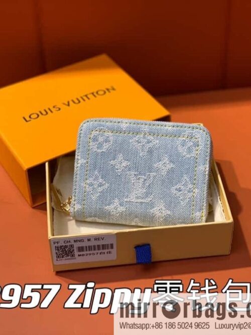 [Premium‑quality] M82957 light blue denim, single zipper wallet series Zippy zero wallet wallet (Denning denim)