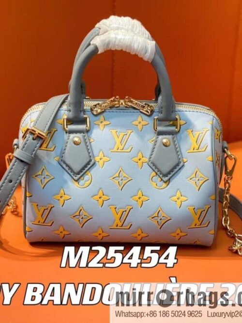 [Boutique‑grade] M25454 blue silk screen printing, full leather speedy pillow bag series SPEEDY BANDOULIZRE 20 handbag