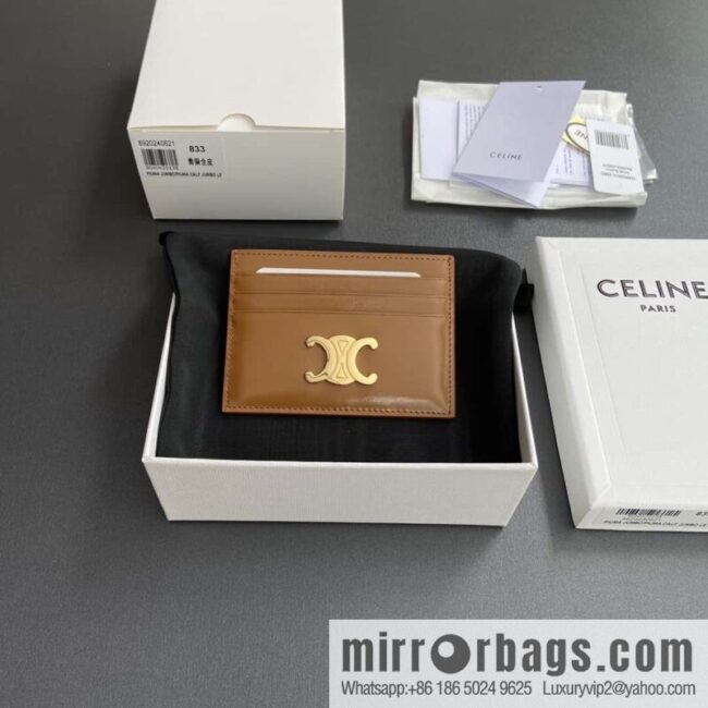 CELINE TRIOMPHE glossy cow leather (fabric) card holder 10L832CQH.04LU833