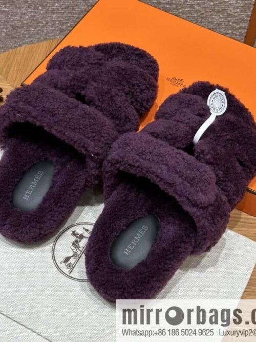 wsxc1719494722752_0-800x8005zzj5qjrvmt51534_20250630003319.jpg HERMES 225 CHYPRE SANDAL uncle shoes, woolskin/grape purple/59/Raisin