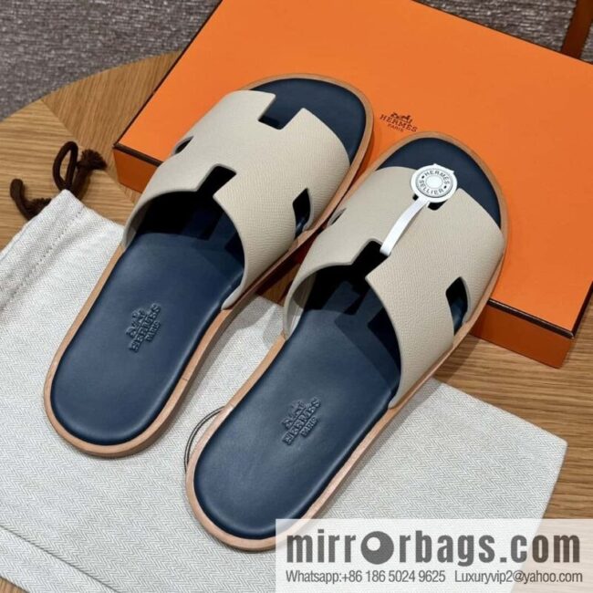 wsxc1719494920009_0-800x800mofyqtyszjb51494_20250630003255.jpg HERMES 182 Men\'s slippers Men\'s slippers Palmprint Calfskin/Epsom/Calfskin Milkshake White/ck10/Craie