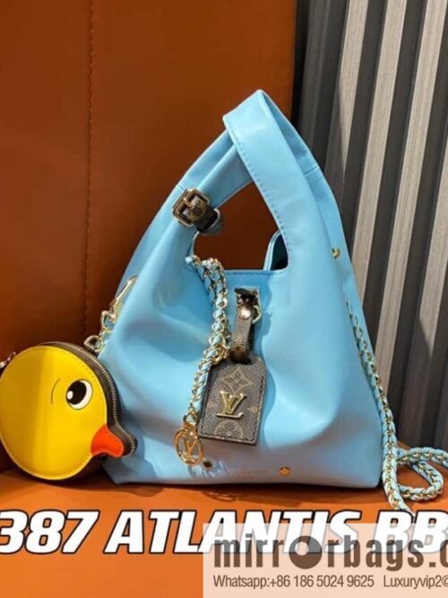 [Boutique‑grade] M11387 blue full leather (with little yellow duck) variable code chip version, small shopping bag series ATLANTIS BB handbag