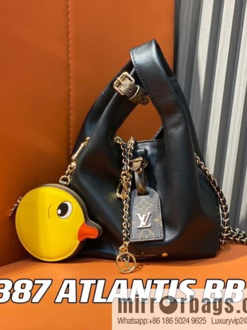 [Premium‑quality] M11387 black full leather (with little yellow duck) variable code chip version, small shopping bag series ATLANTIS BB handbag