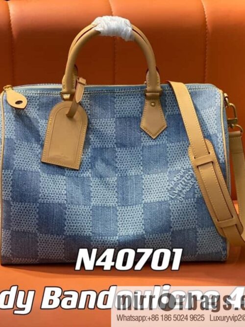 [Premium‑quality] N40701 plaid denim, pillow bag speedy series Speedy 40 Bandouliere handbag