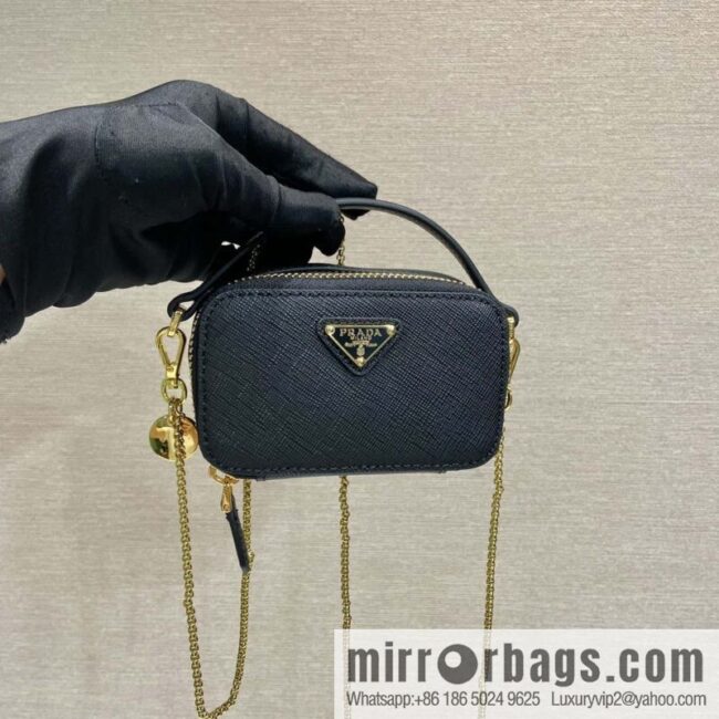 PRADA 🎉 mini small oblique strap bag 🎉 1NR025 cross pattern leather black
