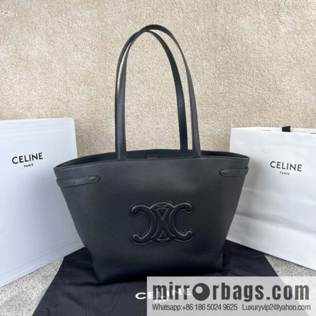 CELINE CABAS ANAIS grain cattle leather (fabric) handbag 116853 black