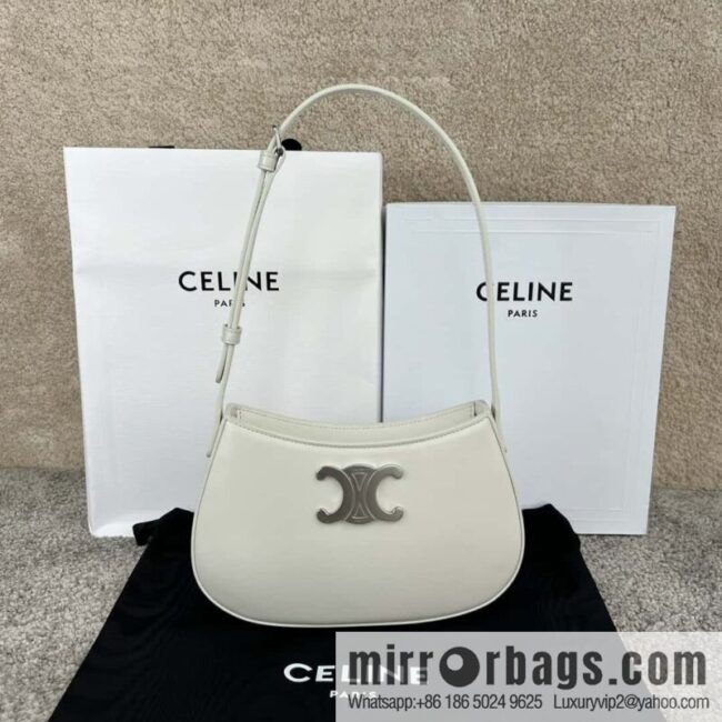 CELINE TILI Medium glossy cow leather (fabric) handbag 115703 white