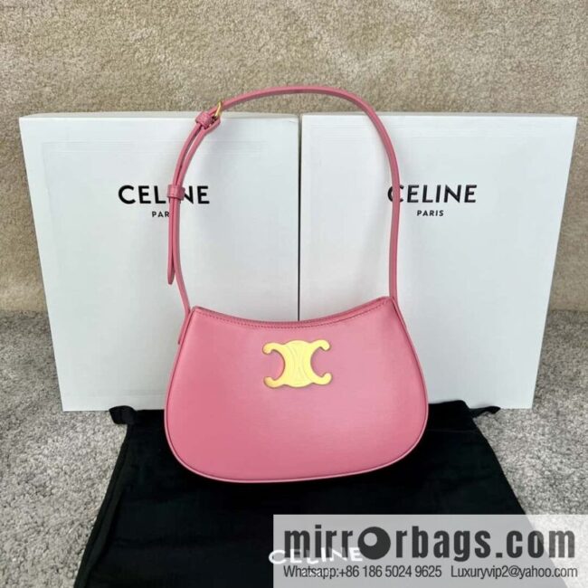 CELINE TILI medium glossy cow leather (fabric) handbag 115703 rose
