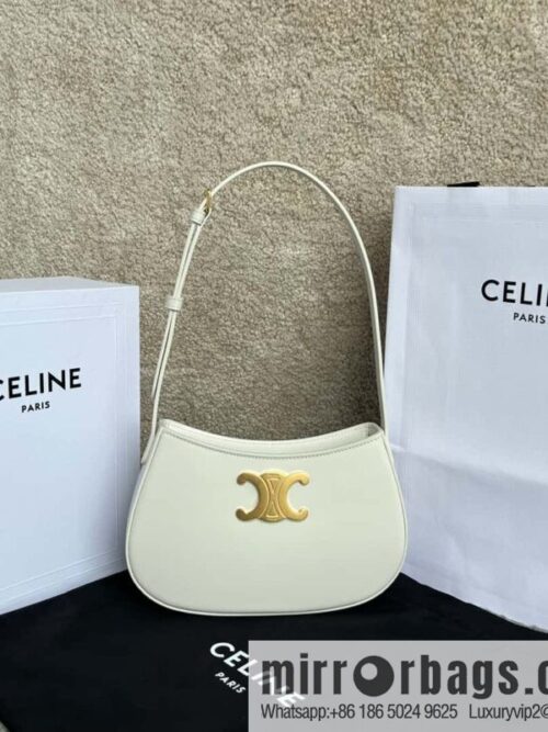 wsxc1720365620577_0-800x8003i01guwmj32181249_20250708190938.jpg CELINE TILI Medium glossy cow leather (fabric) handbag 115703 white/gold buckle