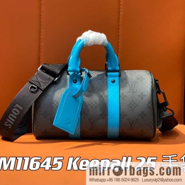 [Boutique‑grade] M11645 blue silver flower, men\'s pillow bag series, this Keepall 25 handbag.