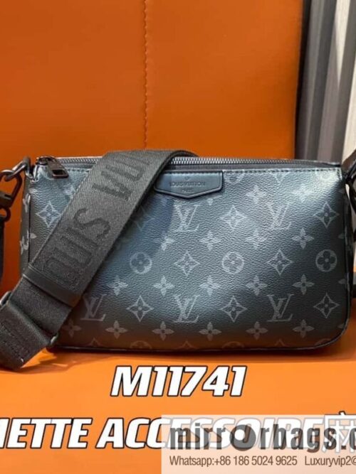 [Boutique‑grade] M11741 black flower, men\'s bag mahjong bag series POCHETTE ACCESSOIRE mahjong bag