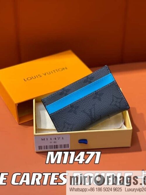 [Boutique‑grade] M11471 blue card holder wallet series PORTE CARTES DOUBLE card holder