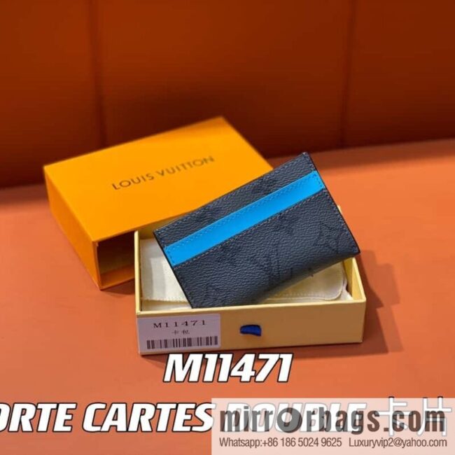 [Boutique‑grade] M11471 blue card holder wallet series PORTE CARTES DOUBLE card holder
