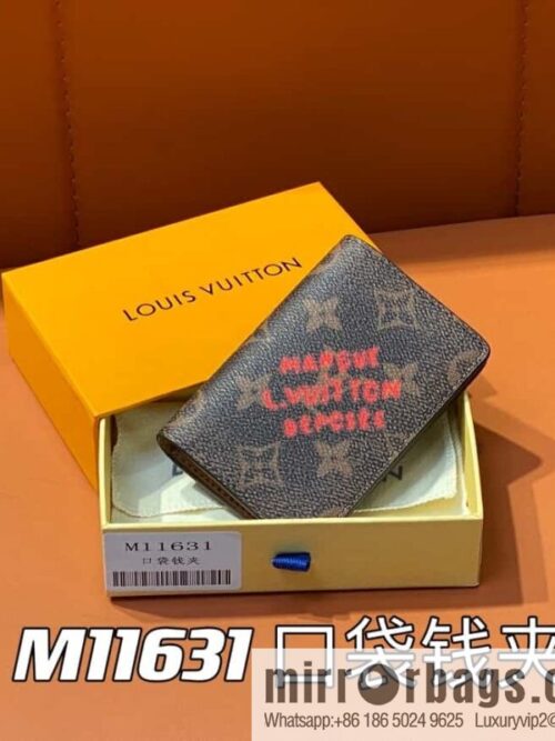 [Premium‑quality] M11631 monogram printed card holder wallet series, faded flower, pocket wallet