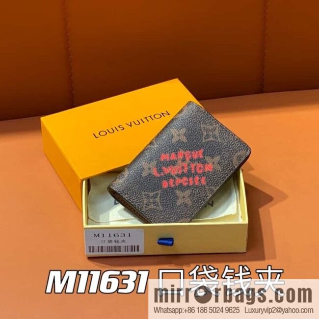 [Premium‑quality] M11631 monogram printed card holder wallet series, faded flower, pocket wallet