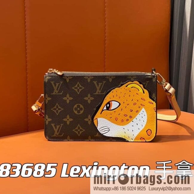[Premium‑quality] M83685 monogram leopard animal mahjong bag series Lexington clutch bag