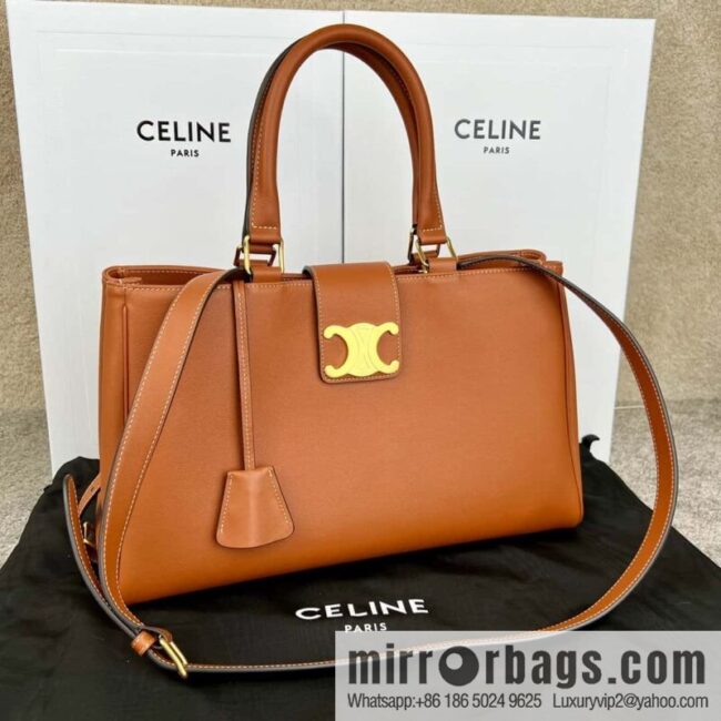 CELINE APPOLINE Medium soft cow leather (fabric) handbag 114963 brown