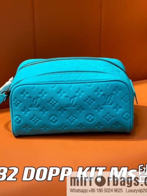 [Boutique‑grade] M11482 blue full leather embossed, toilet bag series, the new DOPP KIT Ms toilet bag of the season M44494