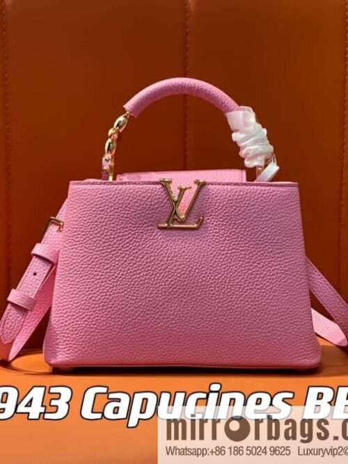 [Boutique‑grade] M23943 pink full leather cap that English series, this Capucines BB handbag