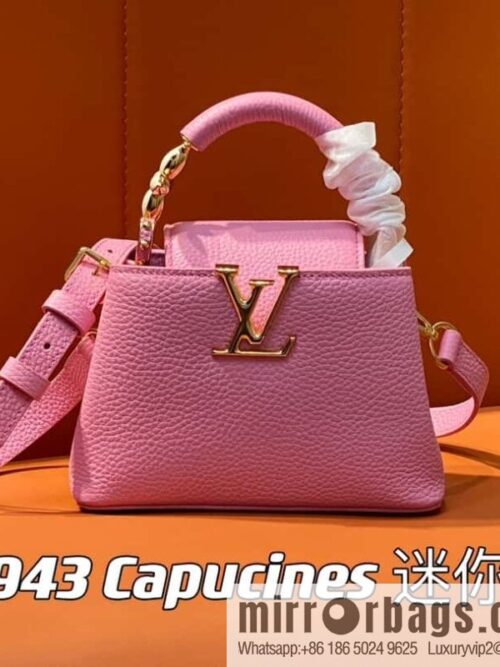 [Boutique‑grade] M23943 pink full leather cap that English series, this Capucines mini handbag