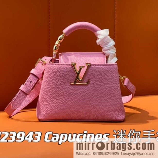 [Boutique‑grade] M23943 pink full leather cap that English series, this Capucines mini handbag