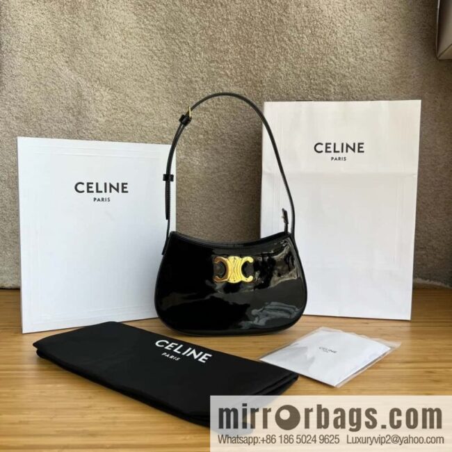 CELINE TILLY Medium lacquered cow leather handbag 115703