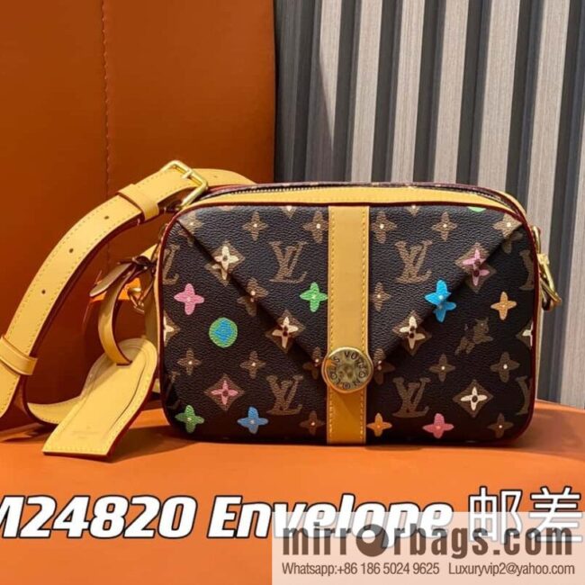 [Premium‑quality] M24820 brown color, variable code chip version, men\'s bag messenger bag series Envelope messenger bag