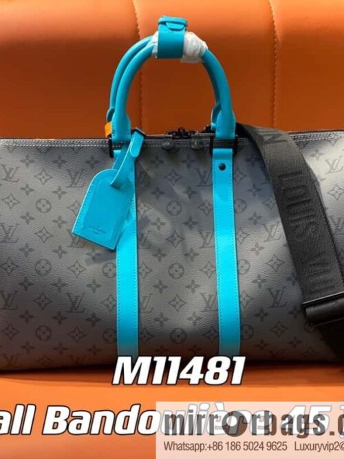 [Boutique‑grade] M11481 blue/silver flower, travel bag series Keepall Bandoulière 45 travel bag