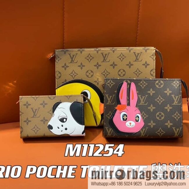 [Boutique‑grade] M11254 animal, three-piece handbag toilet bag series TRIO POCHE TOILETTE toilet bag
