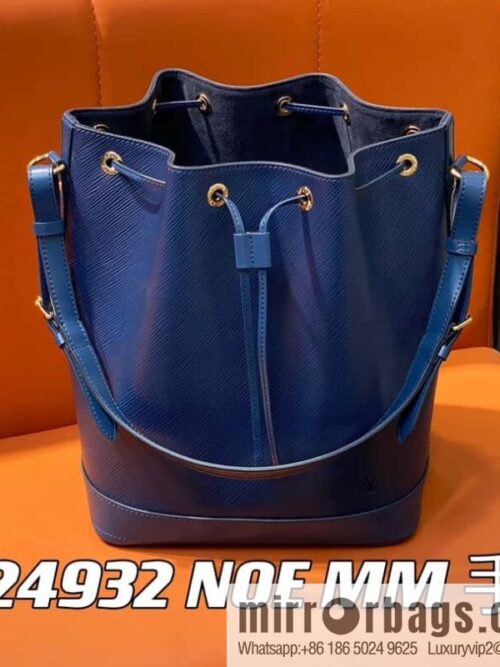 [Boutique‑grade] M24932 dark blue, water ripple bucket bag NOE MM handbag